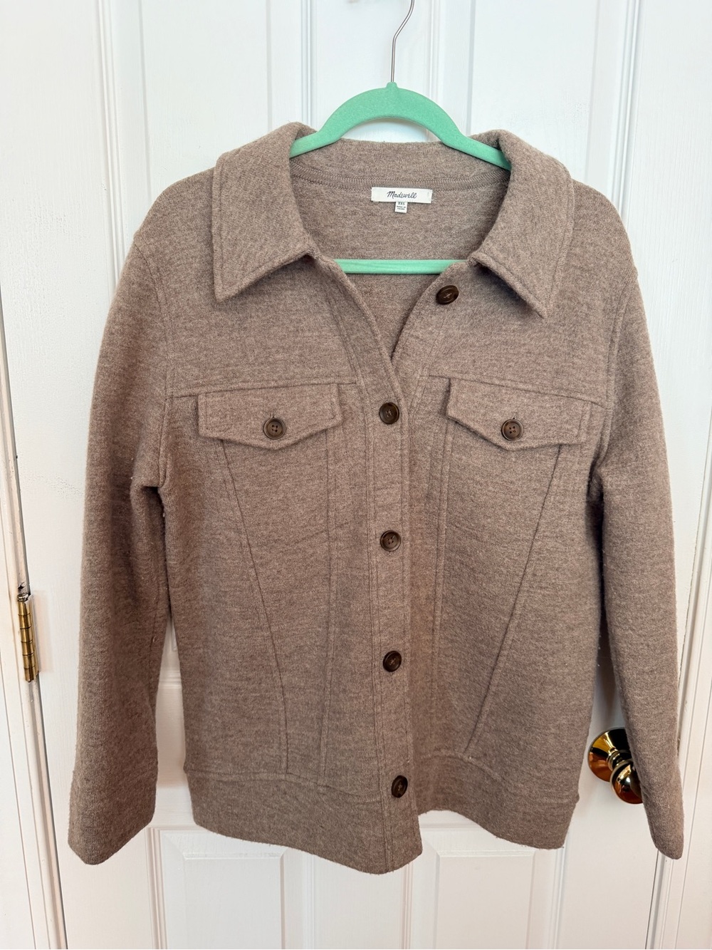 Madewell Taupe Button-Front Knit Jacket